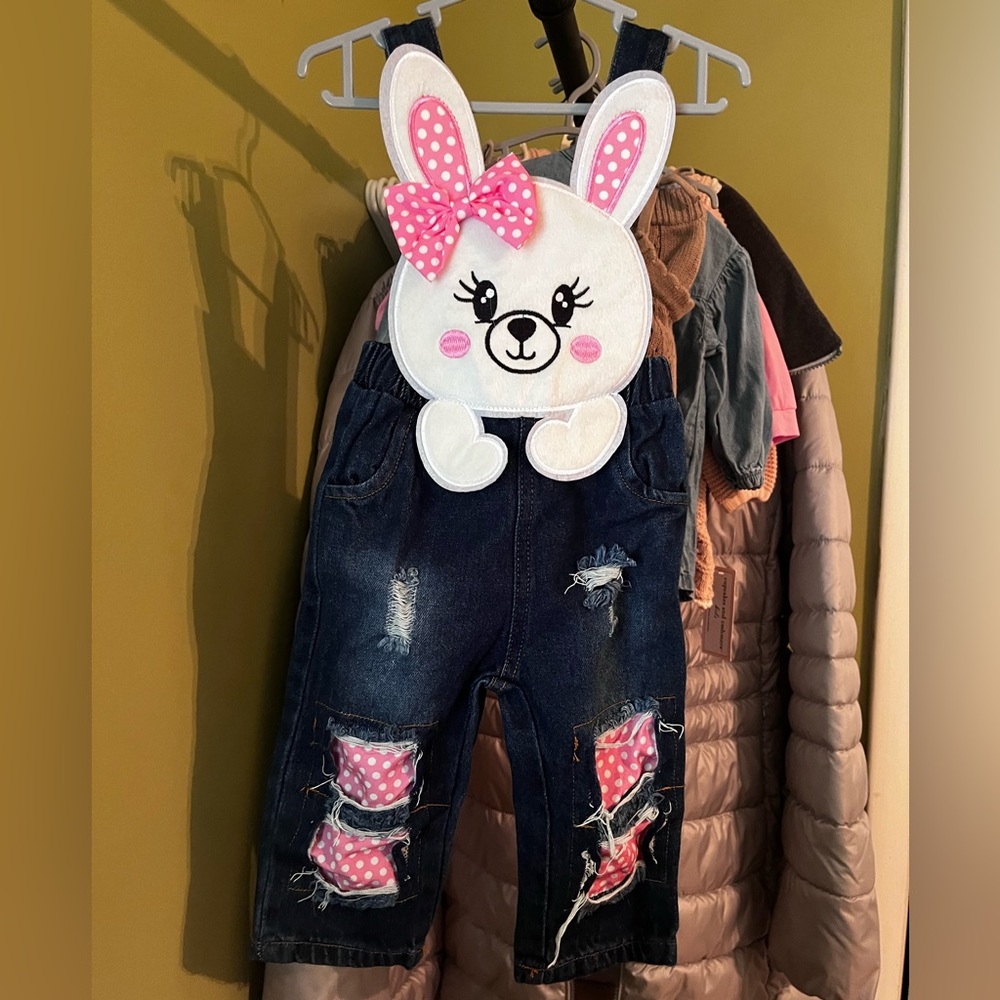 NWT Easter Bunny overalls